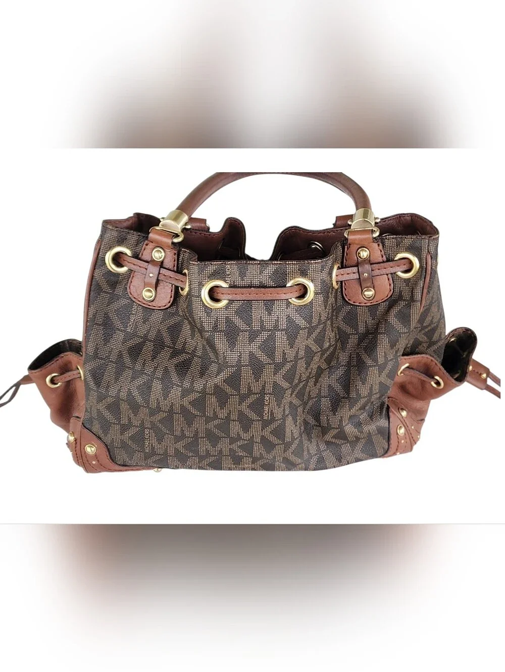 Vintage Michael Kors Brown Logo Drawstring Tote
